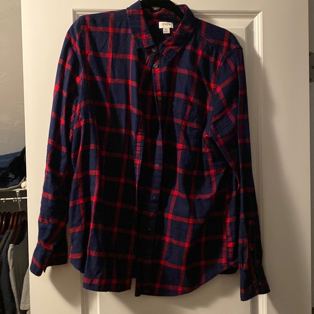 Navy and red JCrew Button down flannel